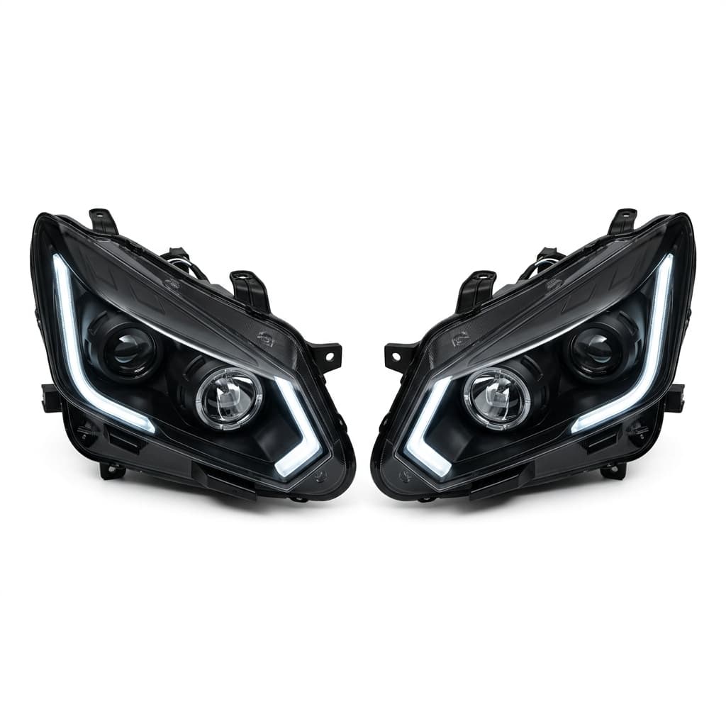 AKKON Phares Avant LED Projecteur Boîtier Noir (Paire)