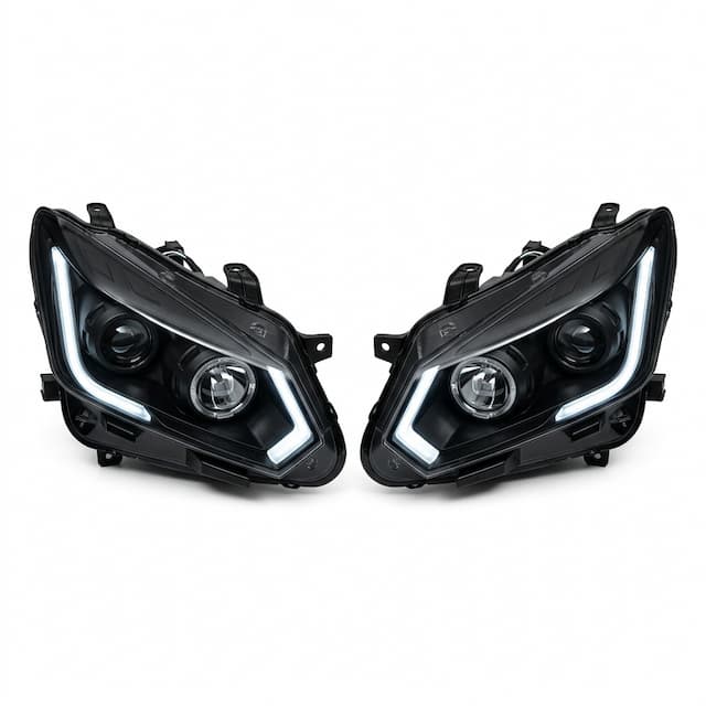 AKKON Phares Avant LED Projecteur Boîtier Noir (Paire)